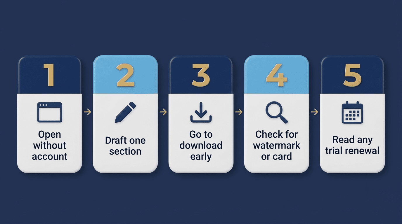 Five steps to test whether a resume tool is really free before committing time to it